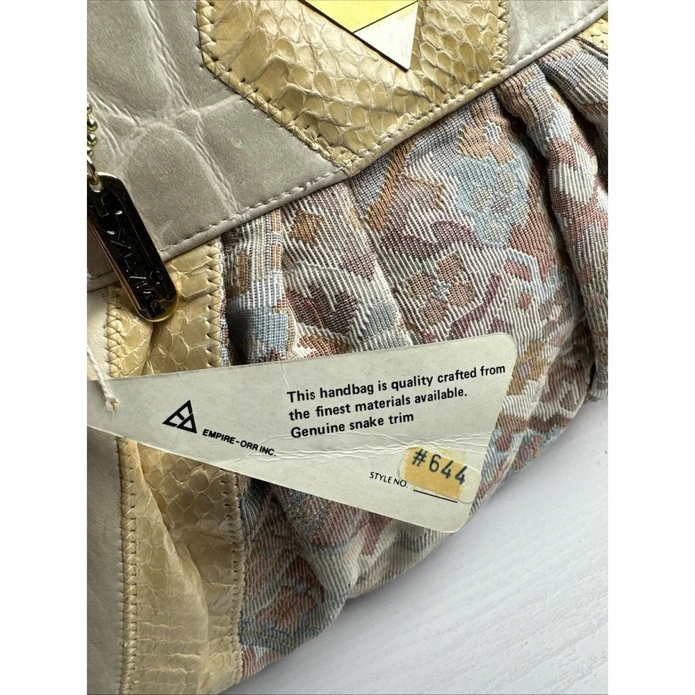 Vintage Sylvia Cee Satchel - Cream Snakeskin, Leather, And SW Fabric - NOS